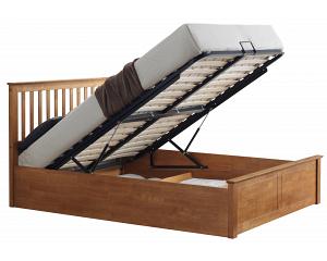 4ft6 Double Malmo Phoenix Oak Finish Wooden Ottoman Lift Up Storage Bed Frame